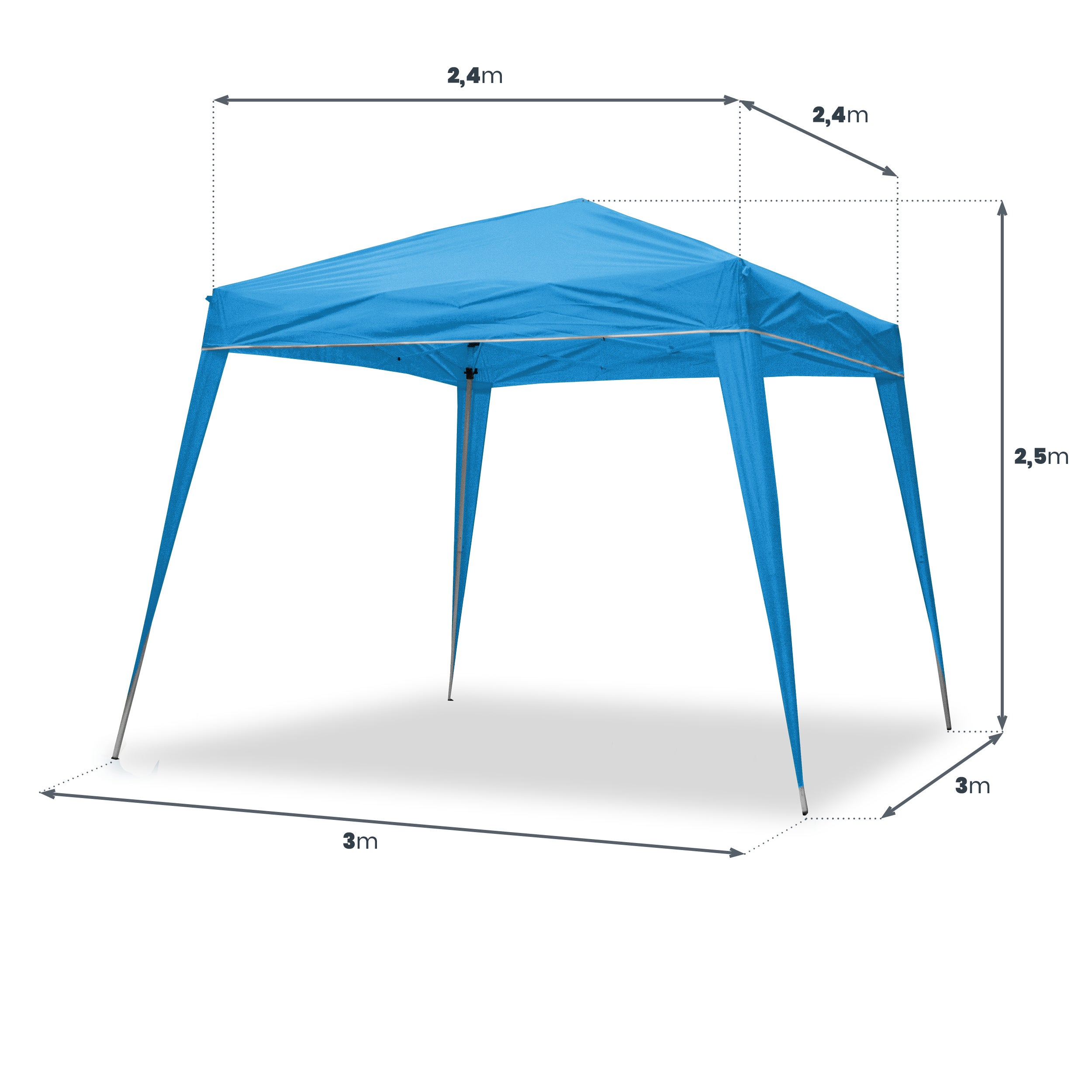Carpa Plegable 3x3 m Azul – Resistente al Agua - Incluye Vientos y Piquetas de Fijación - Bolsa de transporte - 5