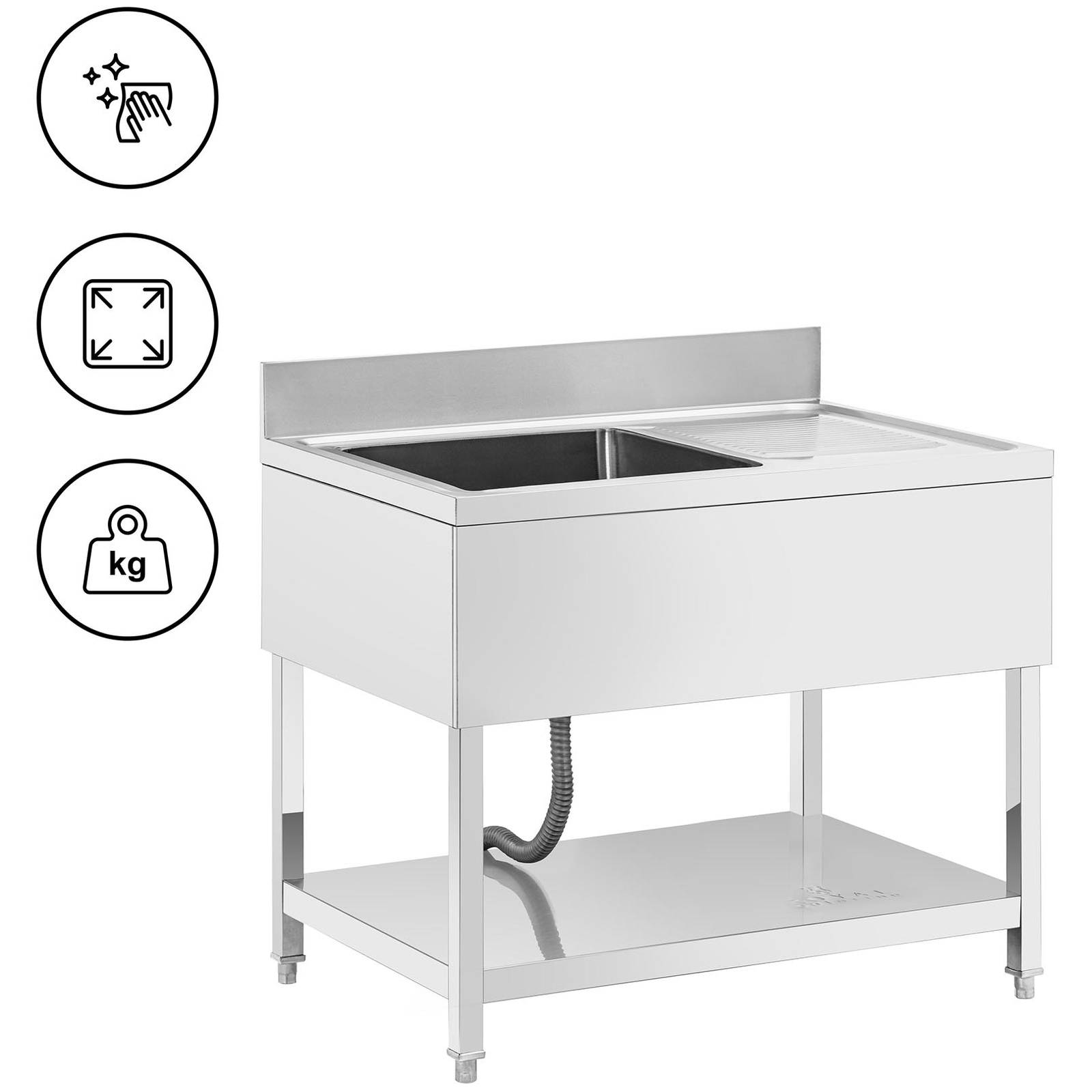 Plonge inox - Royal Catering - Dimensions du table : 100 x 70 x 97 cm ...