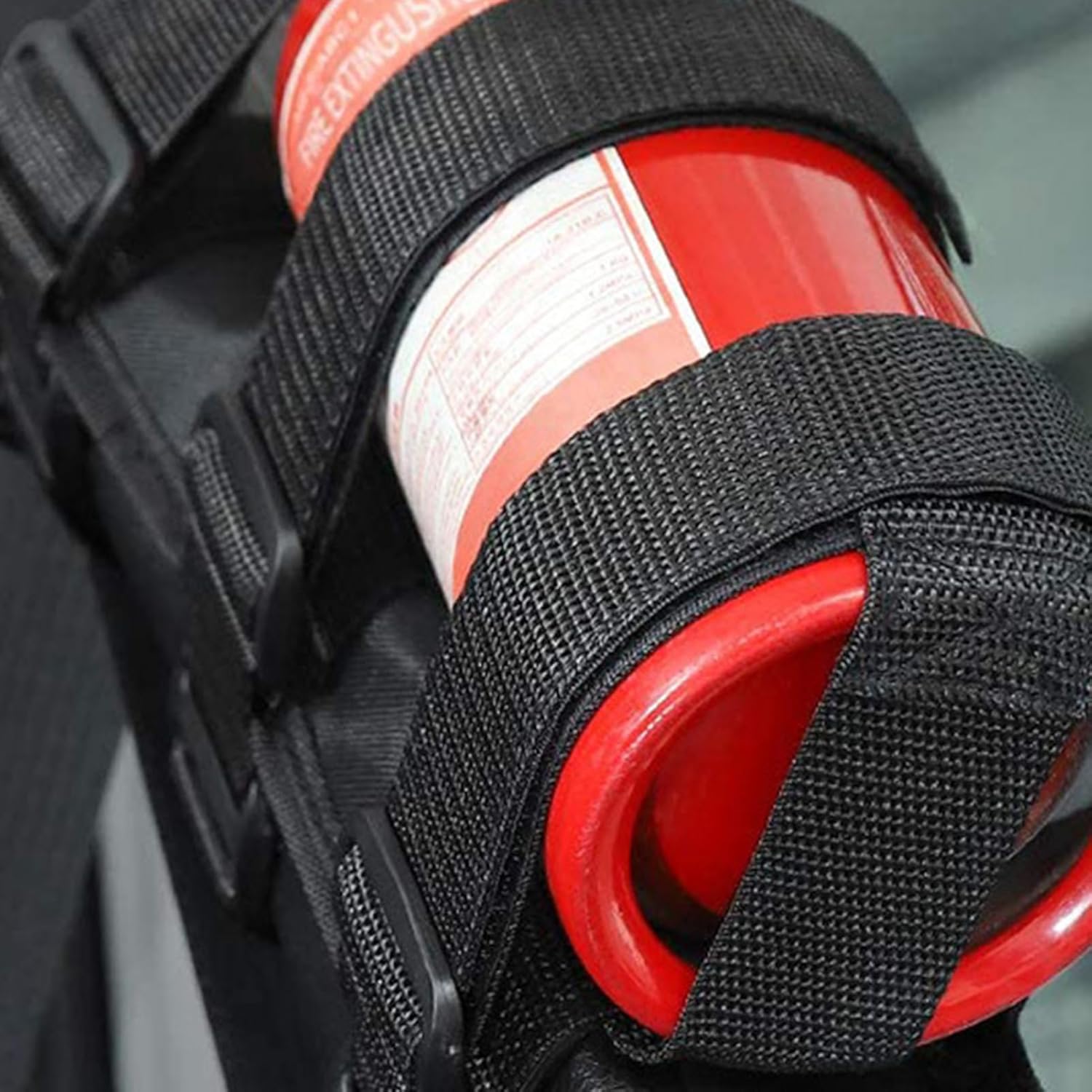 Barra di sicurezza per estintore (nera) - Supporto per bagagliaio auto - Cinghia di supporto regolabile per estintore auto - Accessorio pratico - Ac - 3