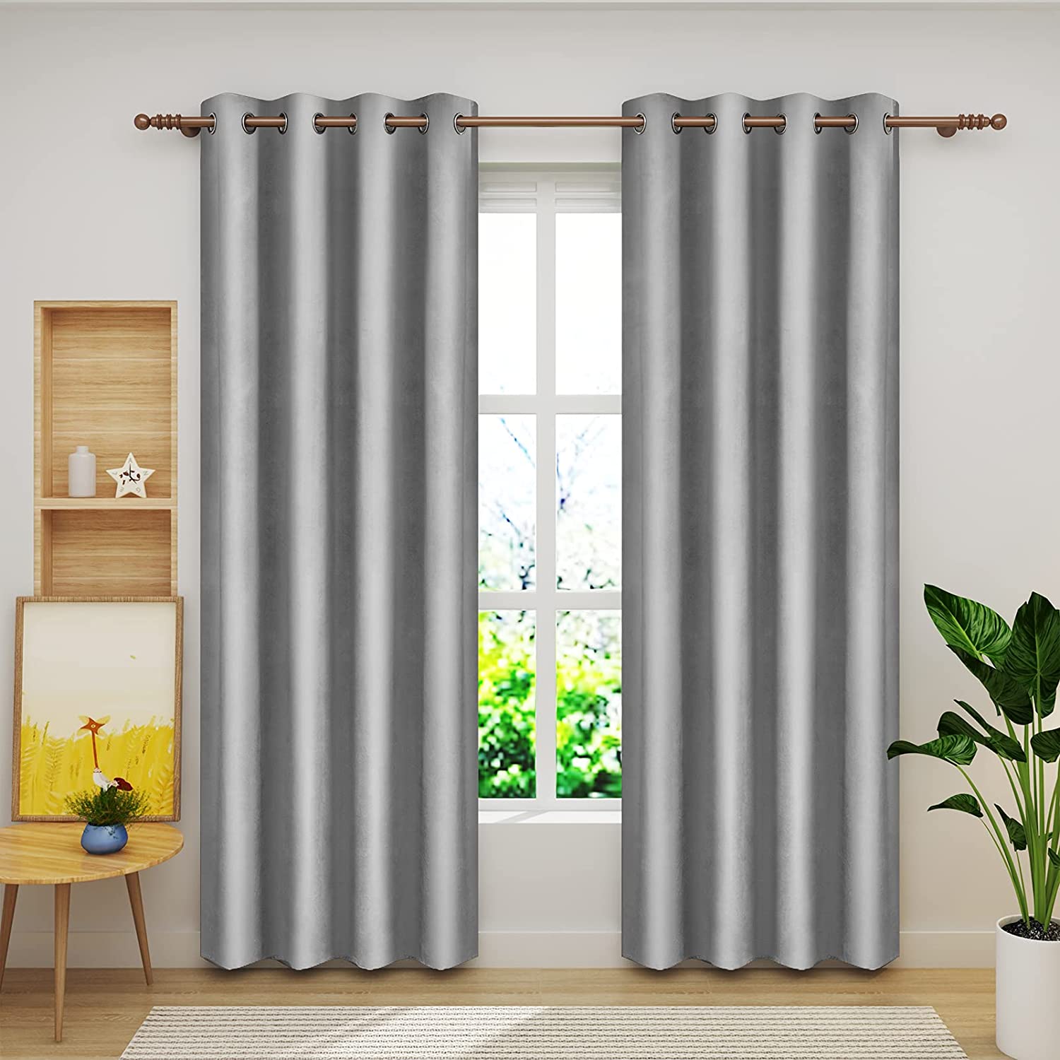 Rideaux à Œillets En Velours Chenille Épais Yard - Tons Terreux, Doublure Obscurcissante - 100% Polyester