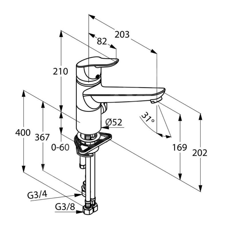 Kludi 325760575 OBJEKTA Spültisch-Multi-EHM DN 10, 196,83