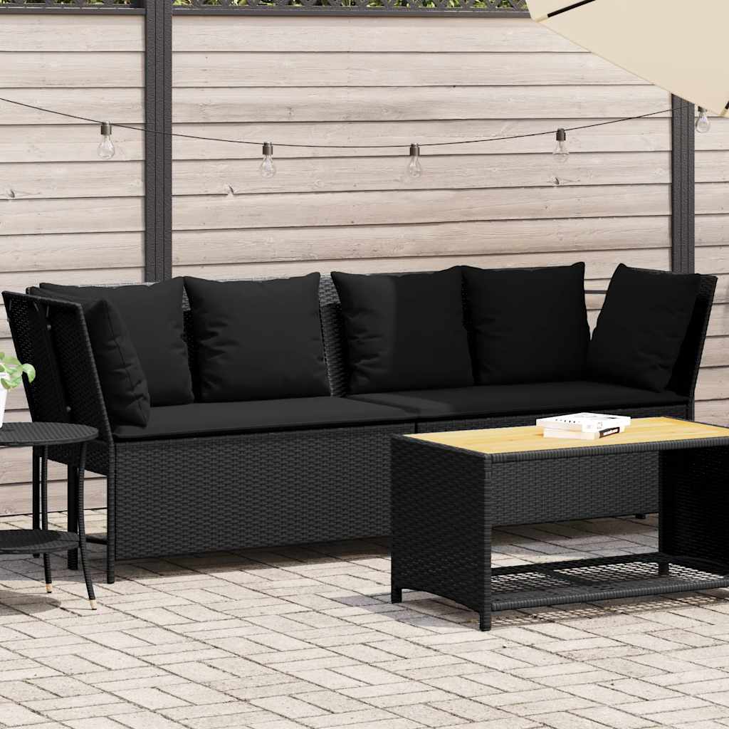 Fotel ogrodowy z poduszkami, rattan PE, czarny vidaXL