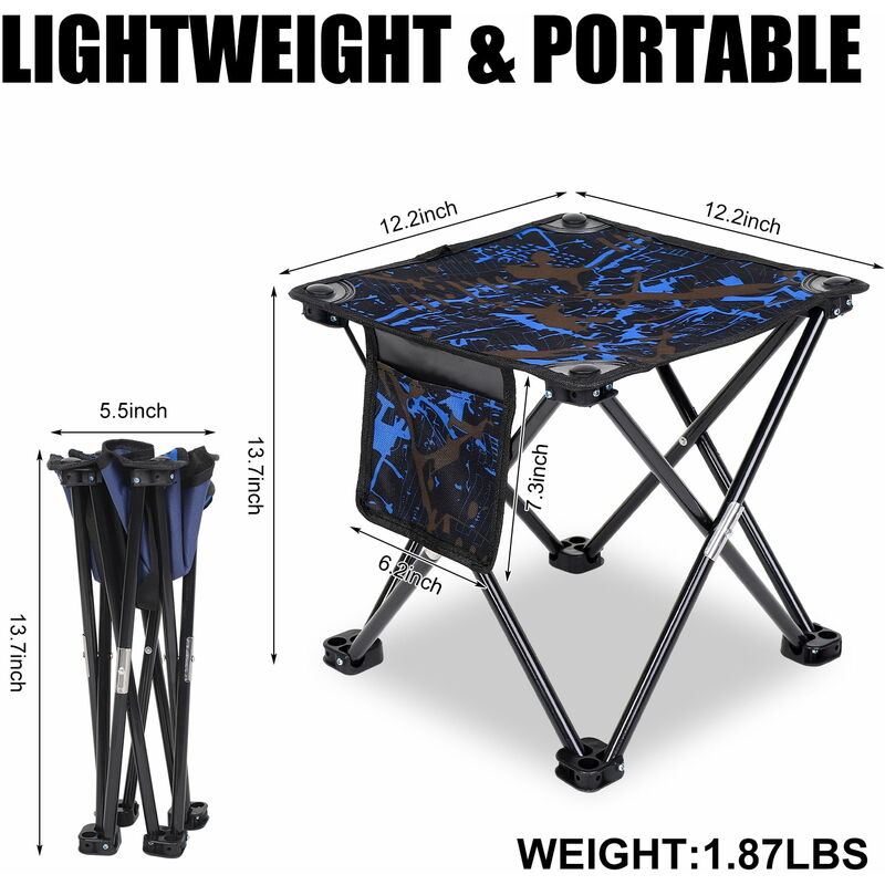 Tabouret De Camping Pliable Ultra Léger 235g - Charge 150kg, Dimensions 23x26x39cm, Aluminium, Sac De Rangement Inclus - 10