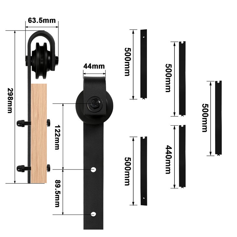 Sistema para puertas corredizas Sistema para puertas corredizas Juego de herrajes para puertas corredizas Puerta corrediza de madera—Rayas—244 cm - 2