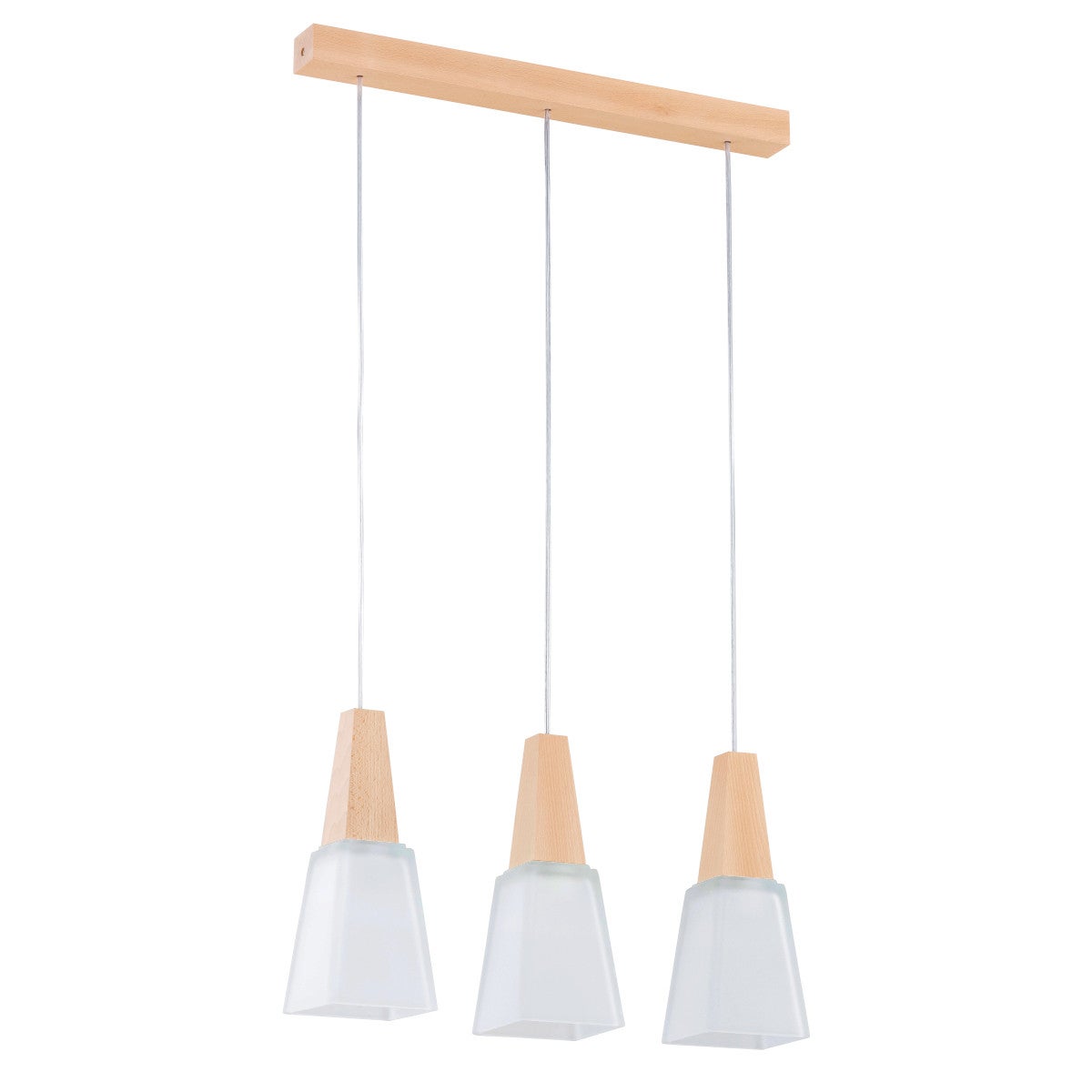 Lampa wisząca Morina jasne drewno-biała 3xE27x15W nad stół wym: 90 x 11 x 52 cm metal Alfa