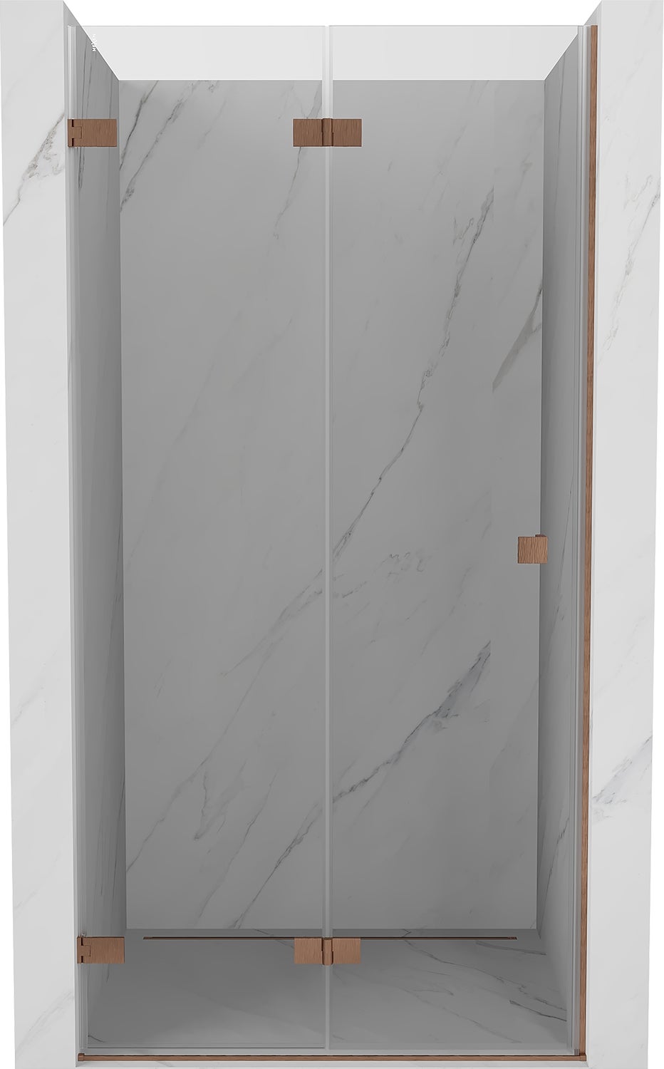 Mexen Lunar-F drzwi prysznicowe składane lewe 85 cm, transparent, miedź szczotkowana - 836-085-000-65-00-L