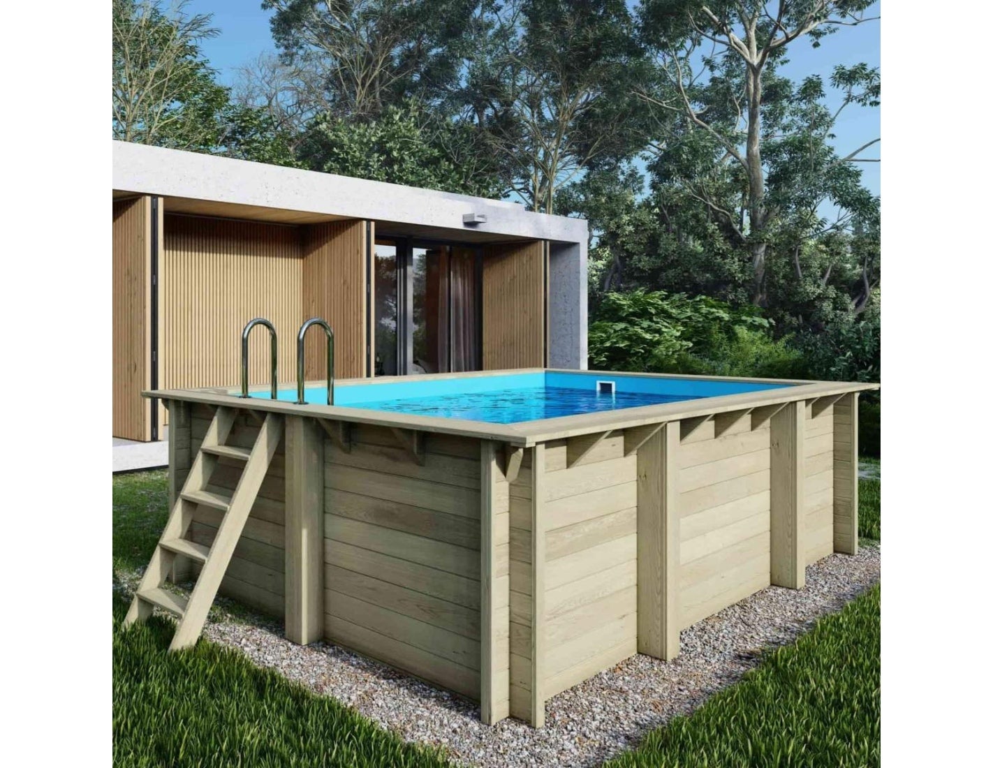 Basen drewniany Aqua ALTANKA 4,65x2,85 - H.1,24 m ze wspornikami przykręcanymi do betonu, BAS7306OSPL, 1szt.