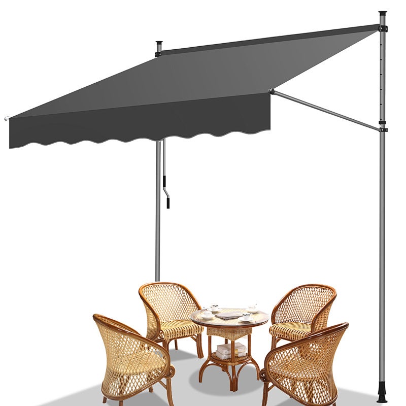 Toldo de balcón gris, 300x120 cm, retráctil, protección uv, ideal para terraza