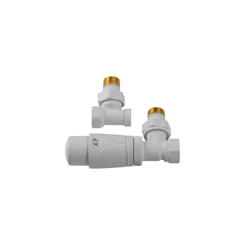 Zestaw zaworów kątowych z głowicą termostatyczną Valx biały