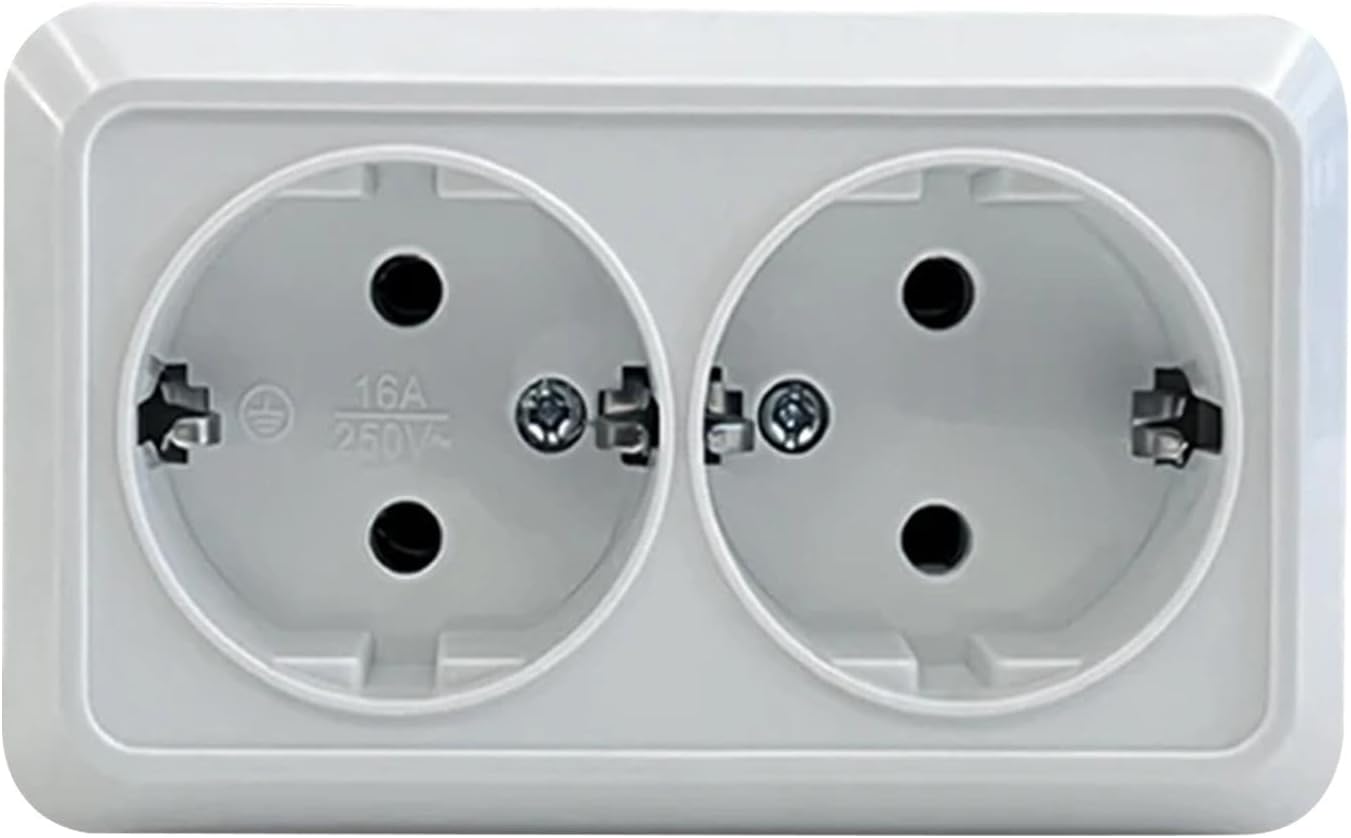 Standardowy adapter do gniazdka elektrycznego, europejski adapter podróżny – Okrągły, AC 250 V | 16 A, miedź, wodoodporny