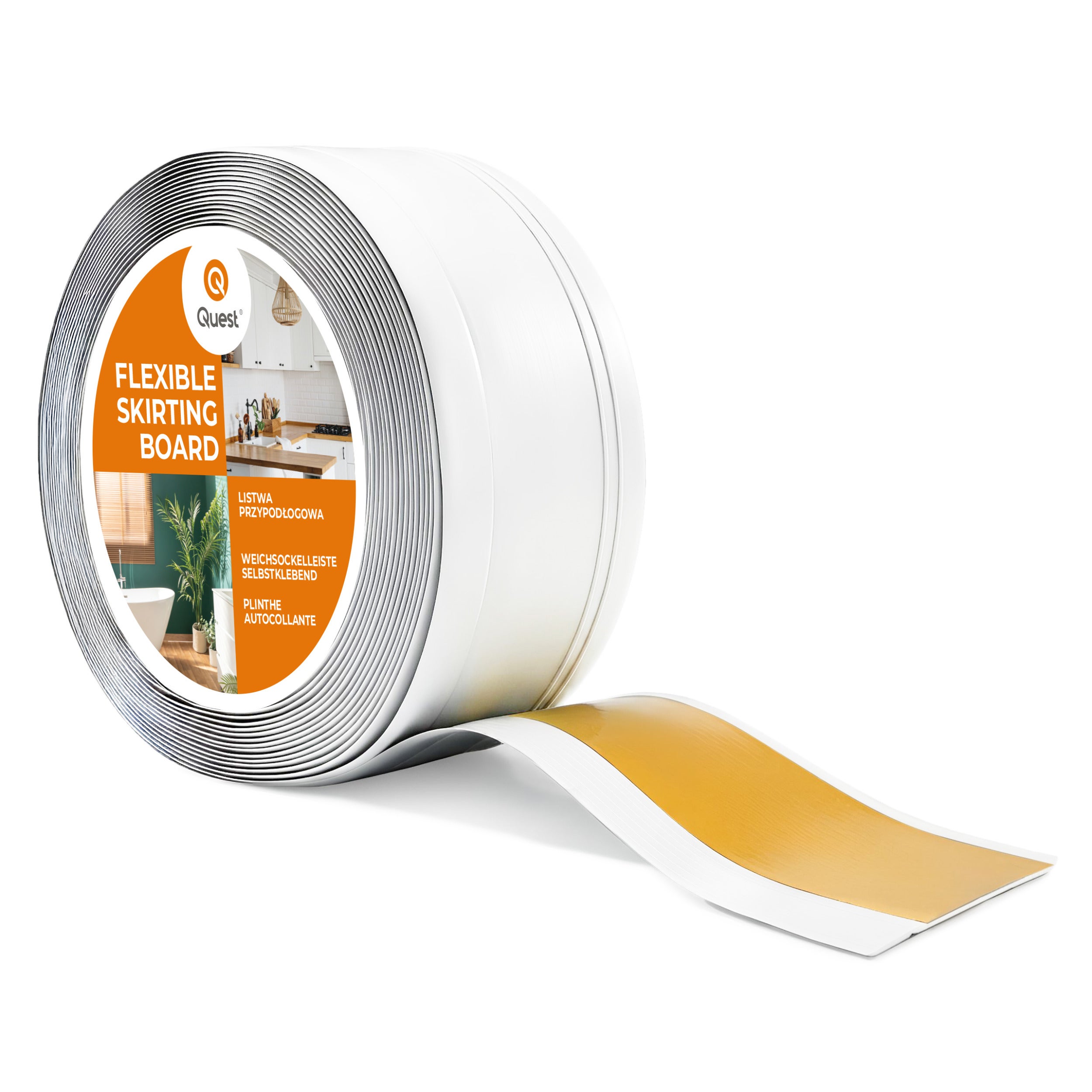 Zócalo Autoadhesivo De PVC 5 Metros – Rodapie Pegatina Impermeable Para Pared (Blanco, Estilo Art-Deco)