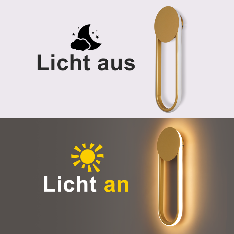 NETTLIFE Kinkiet wewnętrzny LED - 12 W, 41 cm, lampa schodowa, złota, lampa do przedpokoju, nowoczesny design, 3000 K, ciepła biel - 2