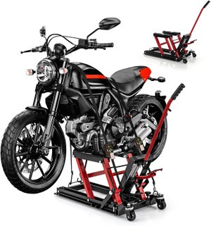 Cavalletto Idraulico Per Moto – Portata 150 Kg, Altezza Regolabile 23,5-40 Cm, Per Riparazioni, ATV, Quad