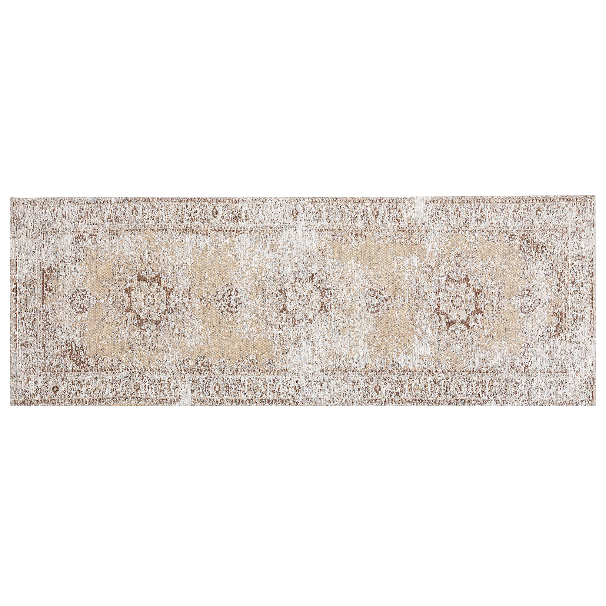 Beliani alfombra de algodón beige 60 x 180 cm almus