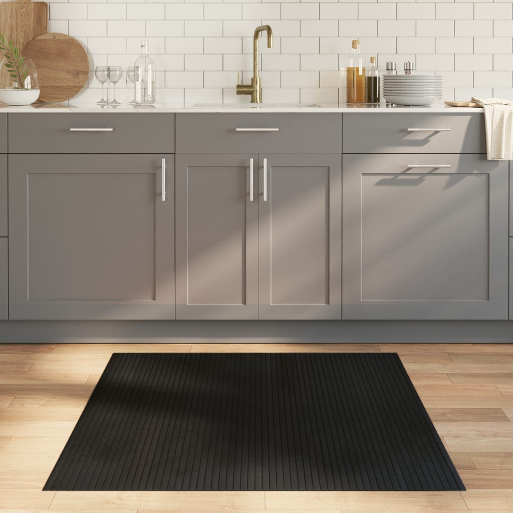 Tapis Rectangulaire Gris 100x300 Cm Bambou - Tapis En Bambou - Tapis