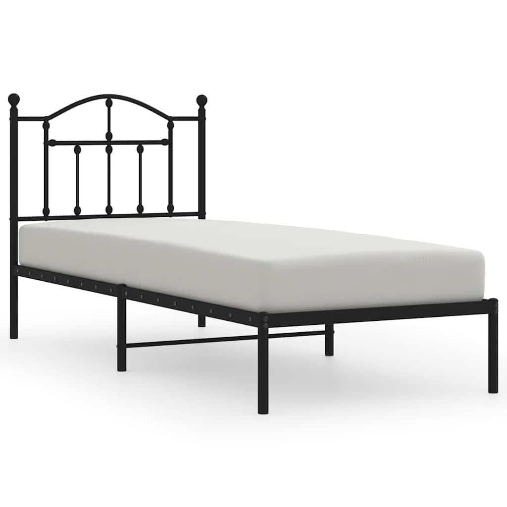Łóżko Metalowe Czarne Rama Łóżka Ze Stelażem Do Sypialni Pokoju 90x190 cm