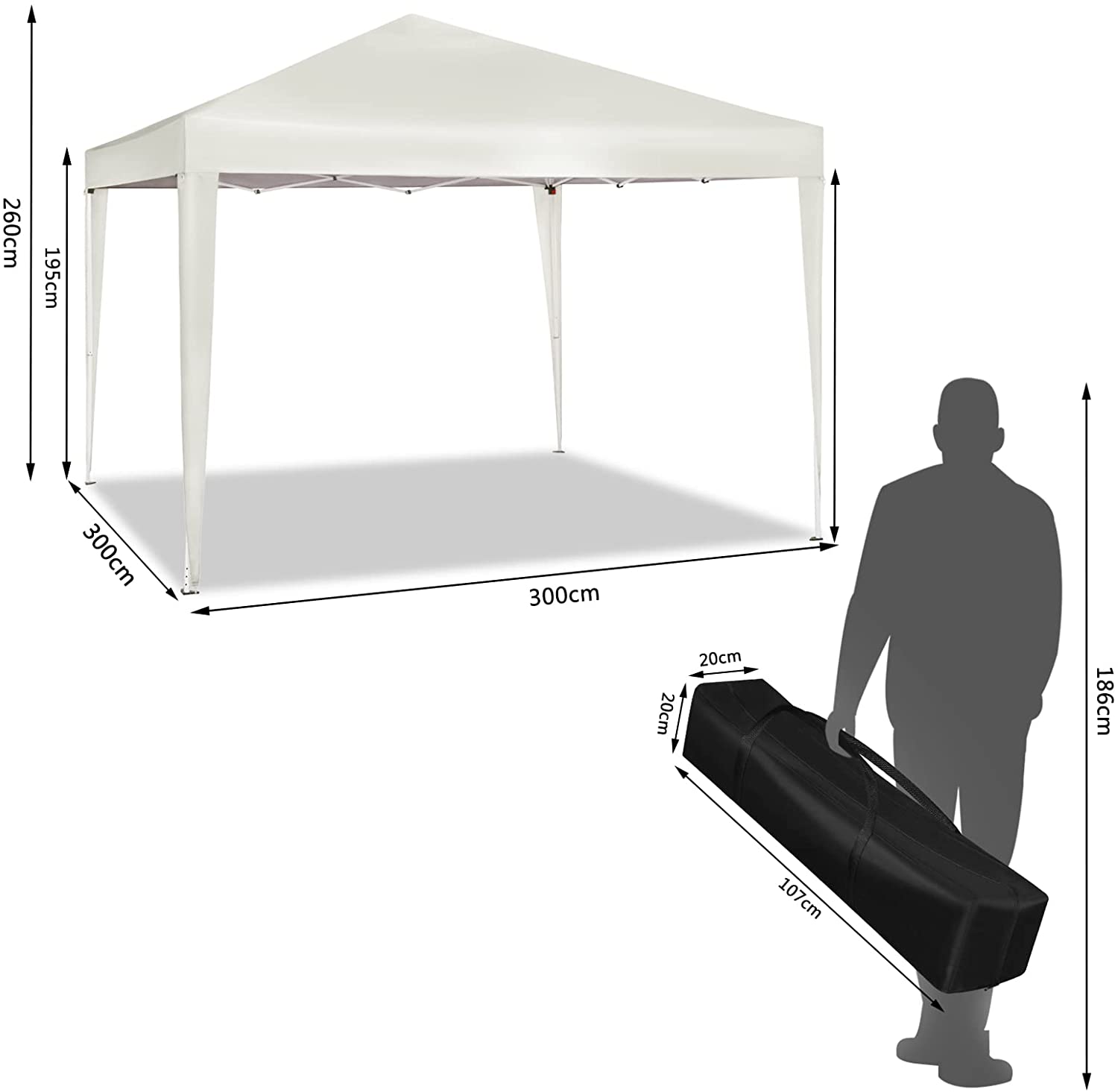 Tonnelle de Jardin,Tente Pliante,Protection du Soleil UV 50+, Facile à Installer Hauteur Réglable 3x3m, Beige,WOLTU - 3