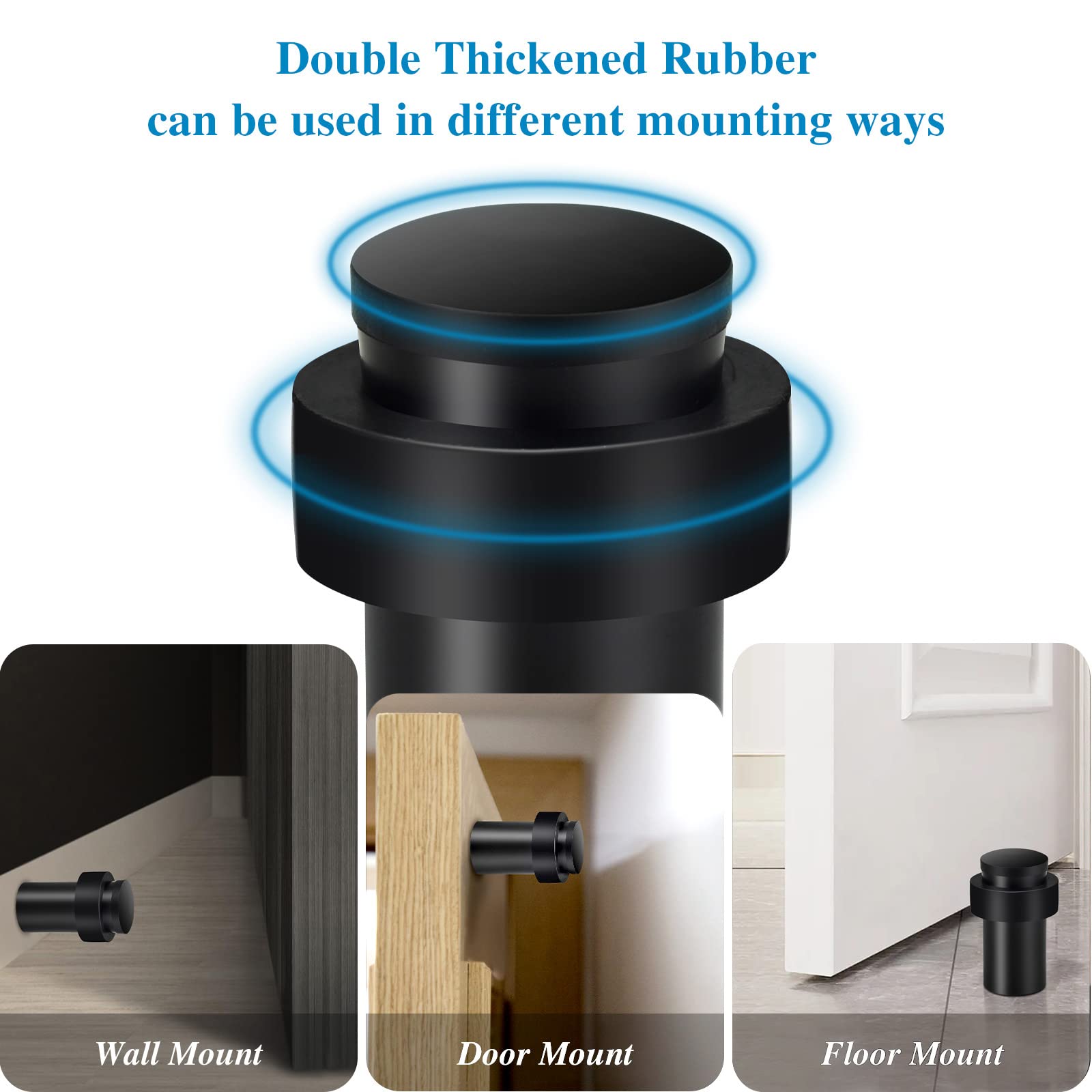 Topes De Puerta De Acero Inoxidable - Pack De 2, Negro Mate, Para Proteger Paredes Y Zócalos