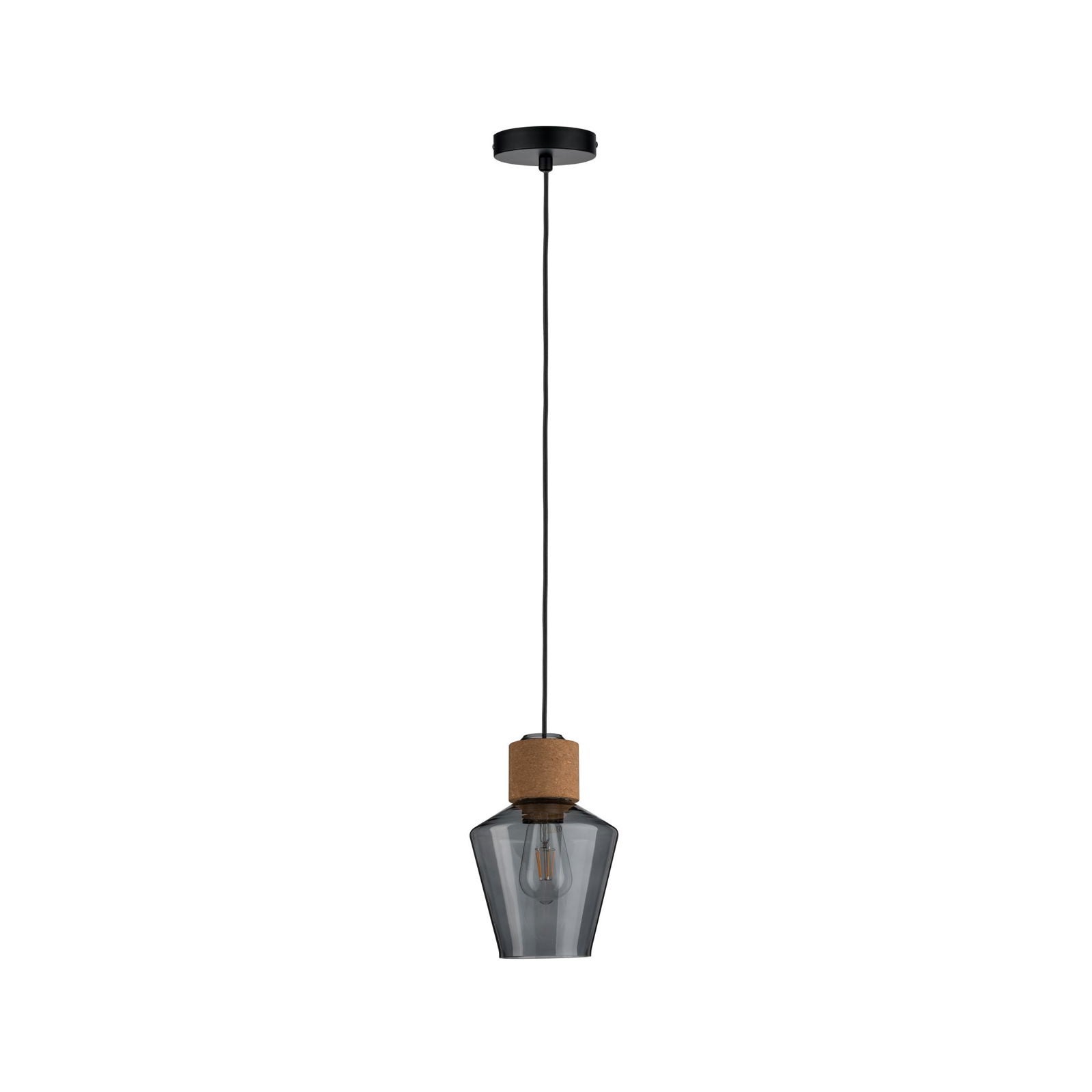 Neordic Luminaire en suspension Edla E27 max. 20W Verre fumé, Liège, Noir gradable Verre, Liège, Métal - 3