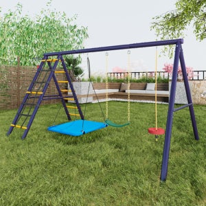 Balançoire à Disque Cateam - Corde D'escalade 2 M Avec Kit Suspension - Jardin, Jeu, Slackline - Max 110 Kg