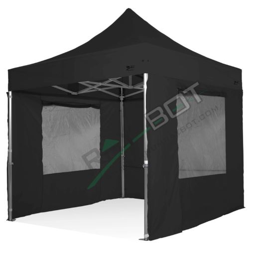 Gazebo Pieghevole 3x3 RAY BOT Nero Professionale Con Laterali e Finestre . Tessuto Impermeabile Da 350g/m in PVC. Gazebo Rapido
