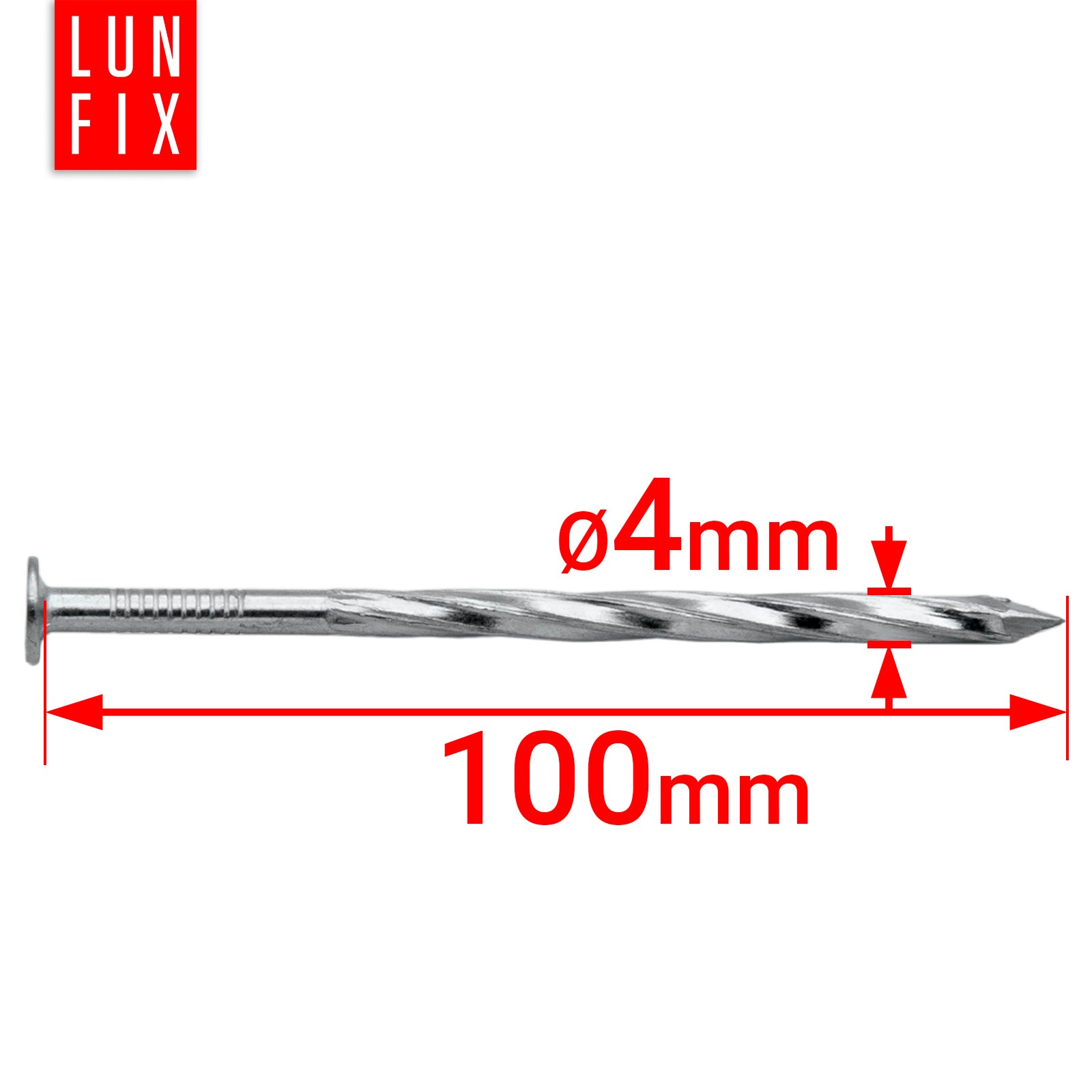 Gwoździe skręcane 4x100 mm ocynkowane 5kg ok. 500szt. - 2