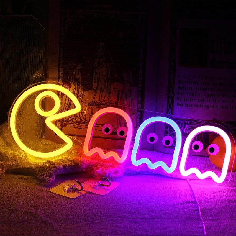 Ghost neon widmo światła neon LED znak pokój gier wystrój retro arcade USB pasek / przełącznik neon duch wystrój obszar gracza