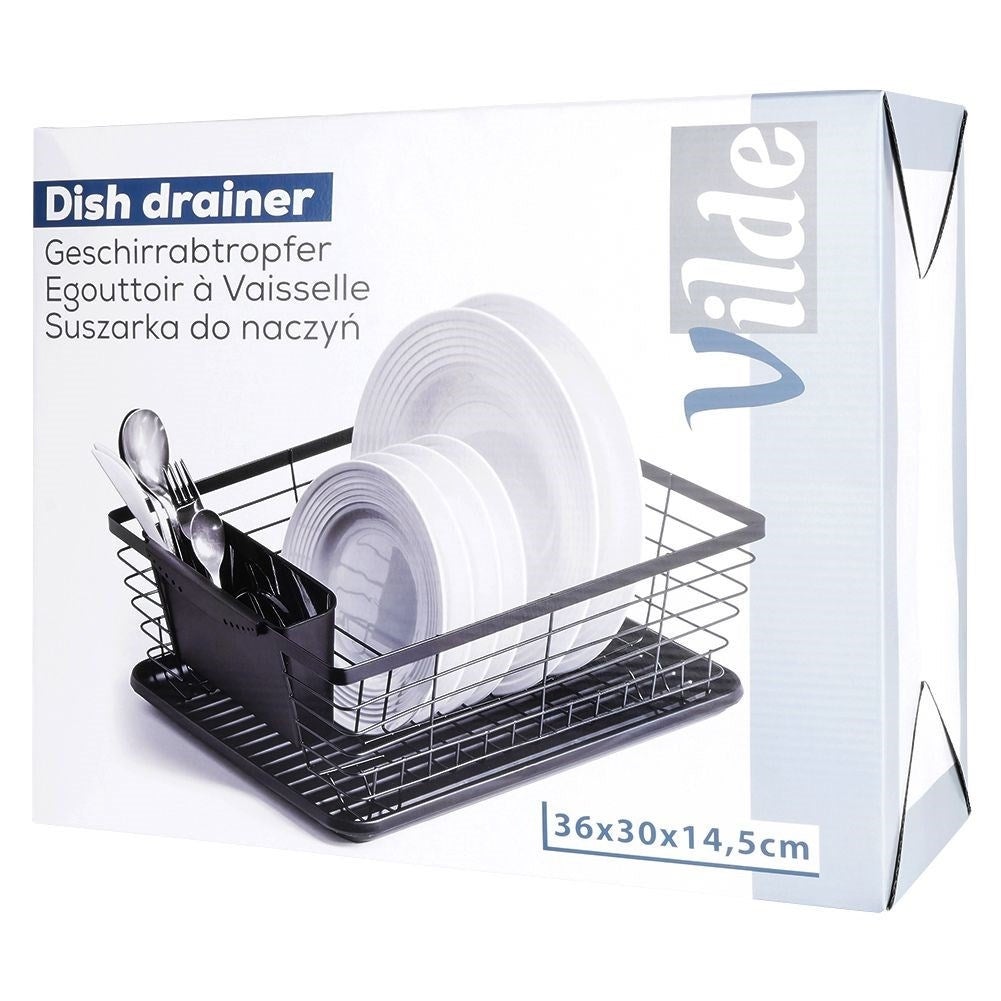 Égouttoir à vaisselle noir élégant avec bac de drainage - 8