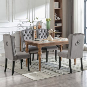 Juego De 6 Sillas De Comedor Ligeras - Terciopelo Gris, Patas De Metal, Soporte 150 Kg