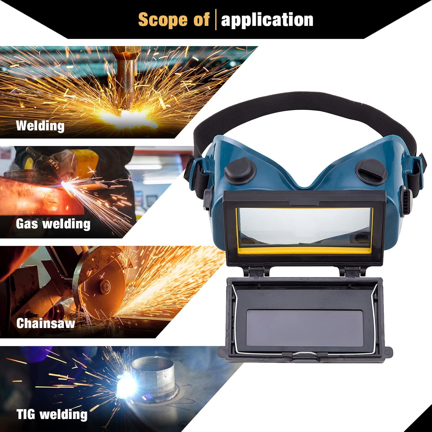 Lunettes de soudage à écran LCD et à énergie solaire, à obscurcissement automatique, protection des yeux avec bandeau (vertes) - 5