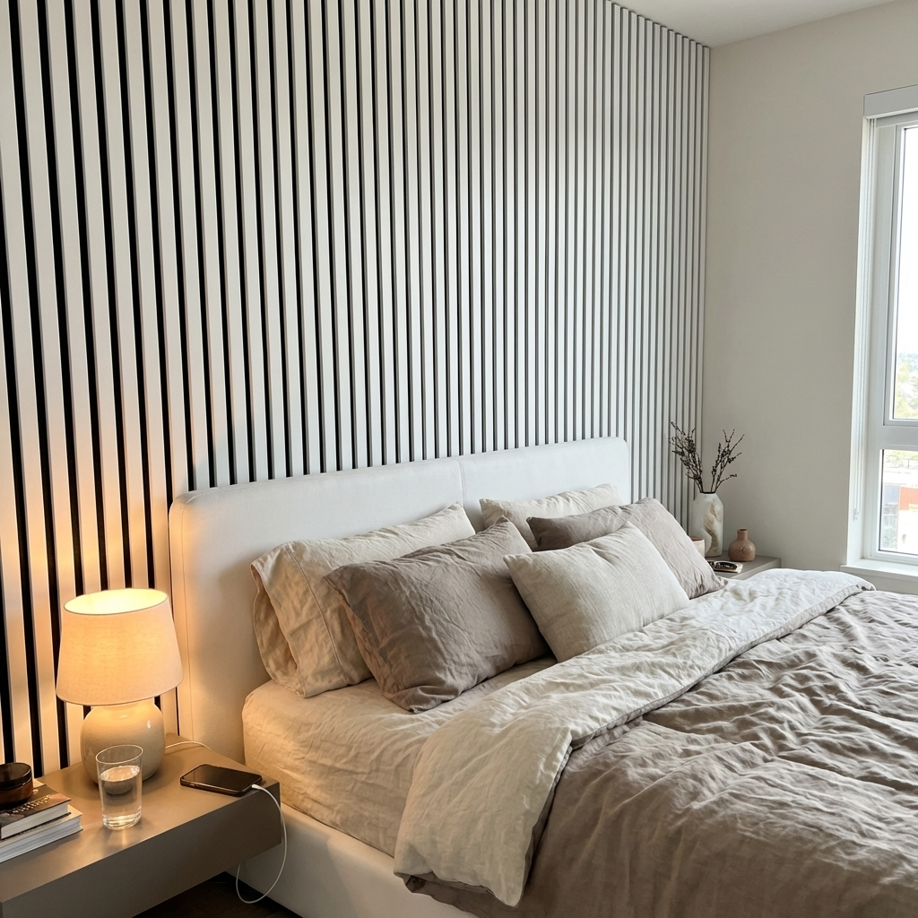 Lot de 2 - 240 x 60 cm - Panneau Tasseaux - Blanc Cuir - Feutrine Noir - Qualité Premium - ep 21mm - 8