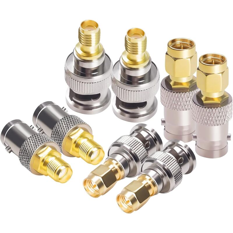 TUOLNK Kit 4 Adaptateurs RF SMA Vers MCX - Connecteurs Mâle/Femelle Or Pour WiFi GPS Drone Radio Antenne