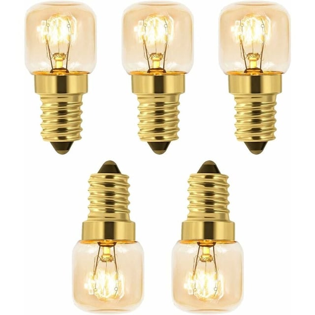 Lot de 5 Ampoule à Sel 15W E14 T22, Incandescence Blanc Chaud 2700K, 80LM, AC 230V, Ampoule Four 15w 300°