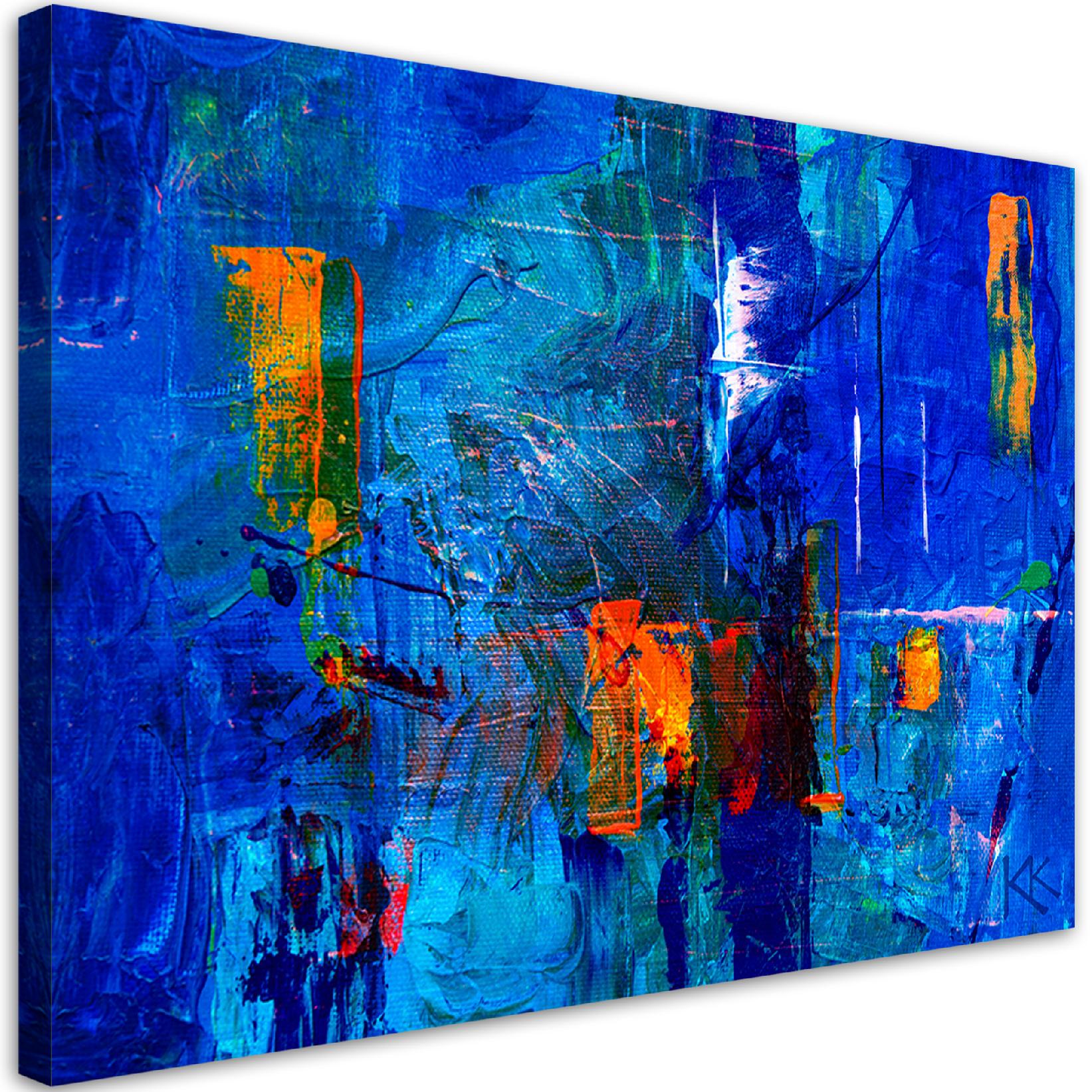 Obraz na płótnie, Niebieska abstrakcja ręcznie malowana 90x60