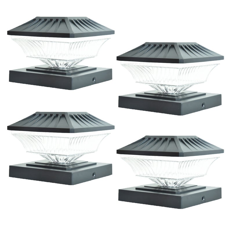 Lampa solarna na słupku z ciepłym światłem, 4 sztuki (czarna), nowoczesna lampa solarna LED