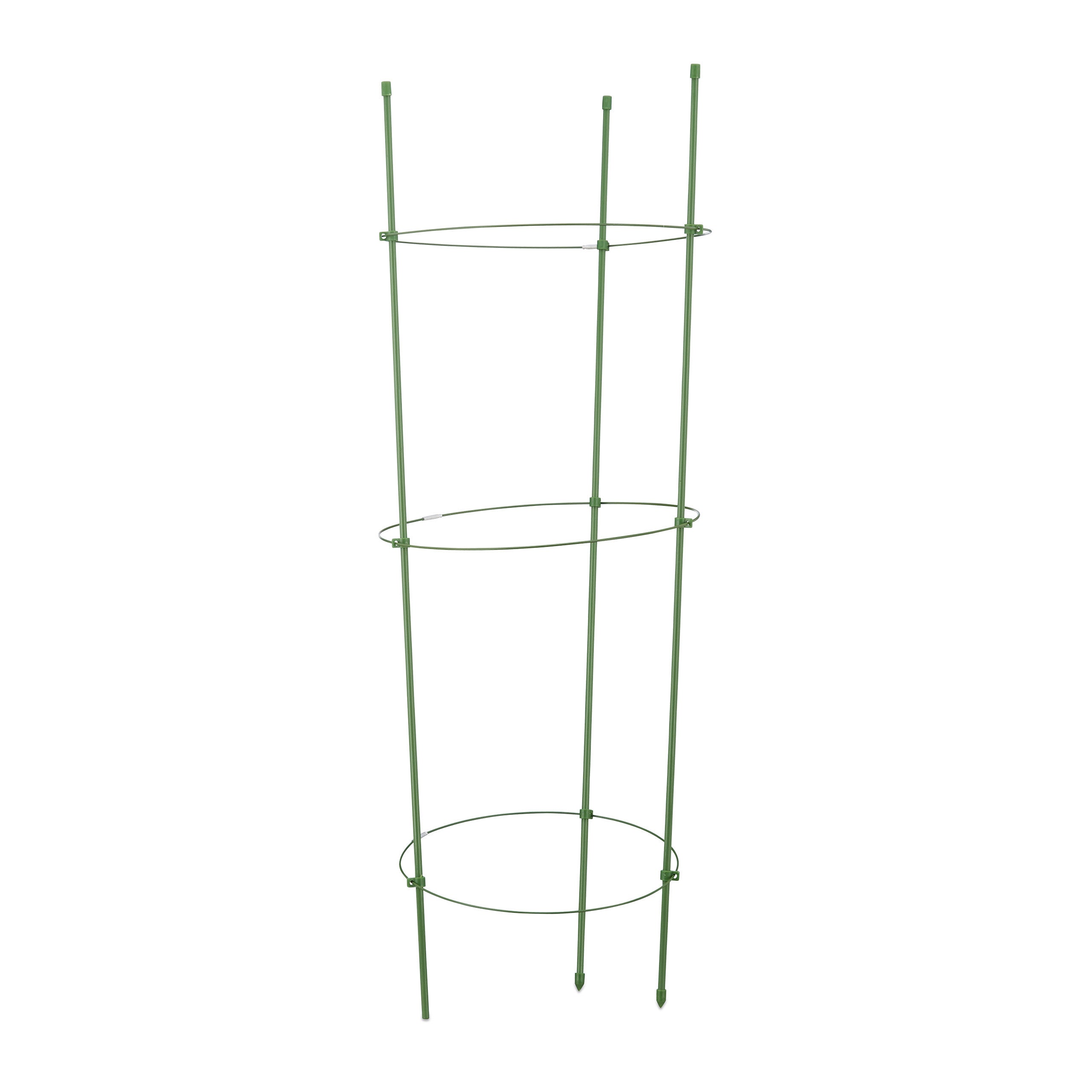 6x Cage à tomates Tuteur plantes grimpantes, support à 3 anneaux, jardin, balcon, set de 2, 76 cm long, vert - 7