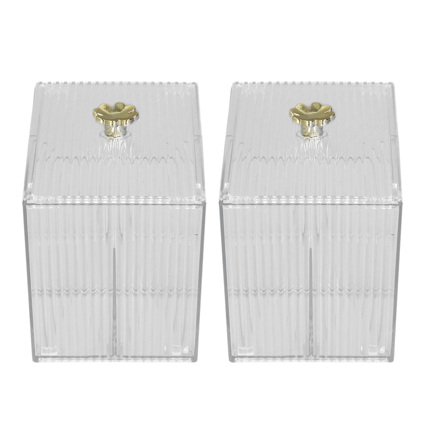 Boîte à Coton Tige, 4pcs Distributeur de Coton Tiges Support De Coton-Tige Boîte de Rangement Transparent avec Couvercle Porte Coton Tige Organisateur de Maquillage pour Chambre Salle de Bain