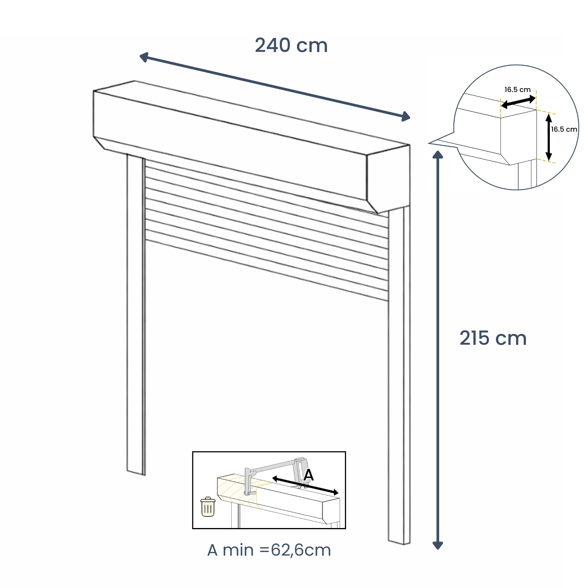 Volet roulant électrique alu. isolé motorisé filaire - Recoupable - H.215 x l.240 cm - Blanc - 4