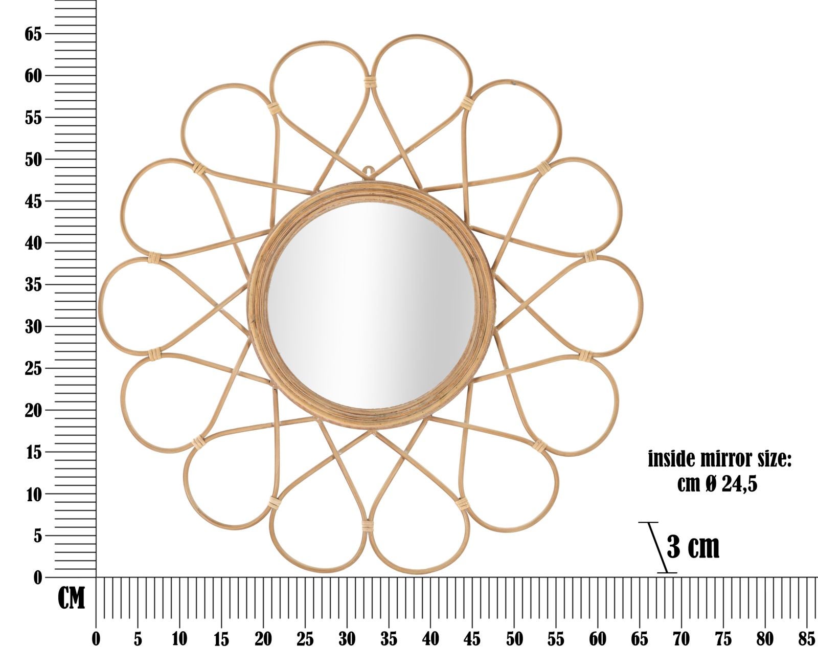 Specchio da parete in metallo marrone Ø cm 65,5x3 - 6