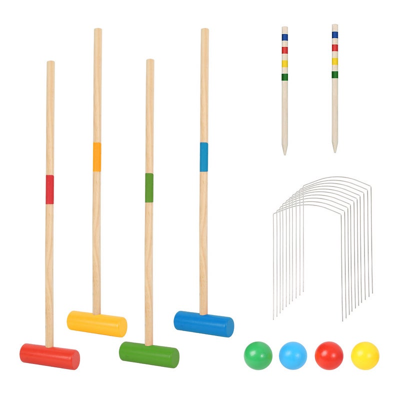 GSE Games & Sports Expert Ensemble de croquet à 6 joueurs GSE Deluxe avec maillets en bois, boules colorées et sac de transport pour la famille et Commentaires - Canada