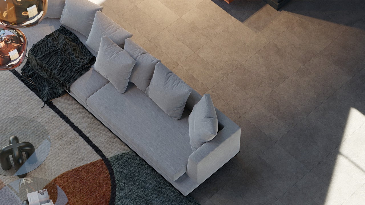 SAMKLIC GAMME PRO - DALLE CLIPSABLE TRÈS HAUTE RÉSISTANCE (COUCHE D'USURE 0,55MM) AVEC SOUS-COUCHE INTEGREE. CIMENT TAUPE-Colis individuel (2,23m²) - 2
