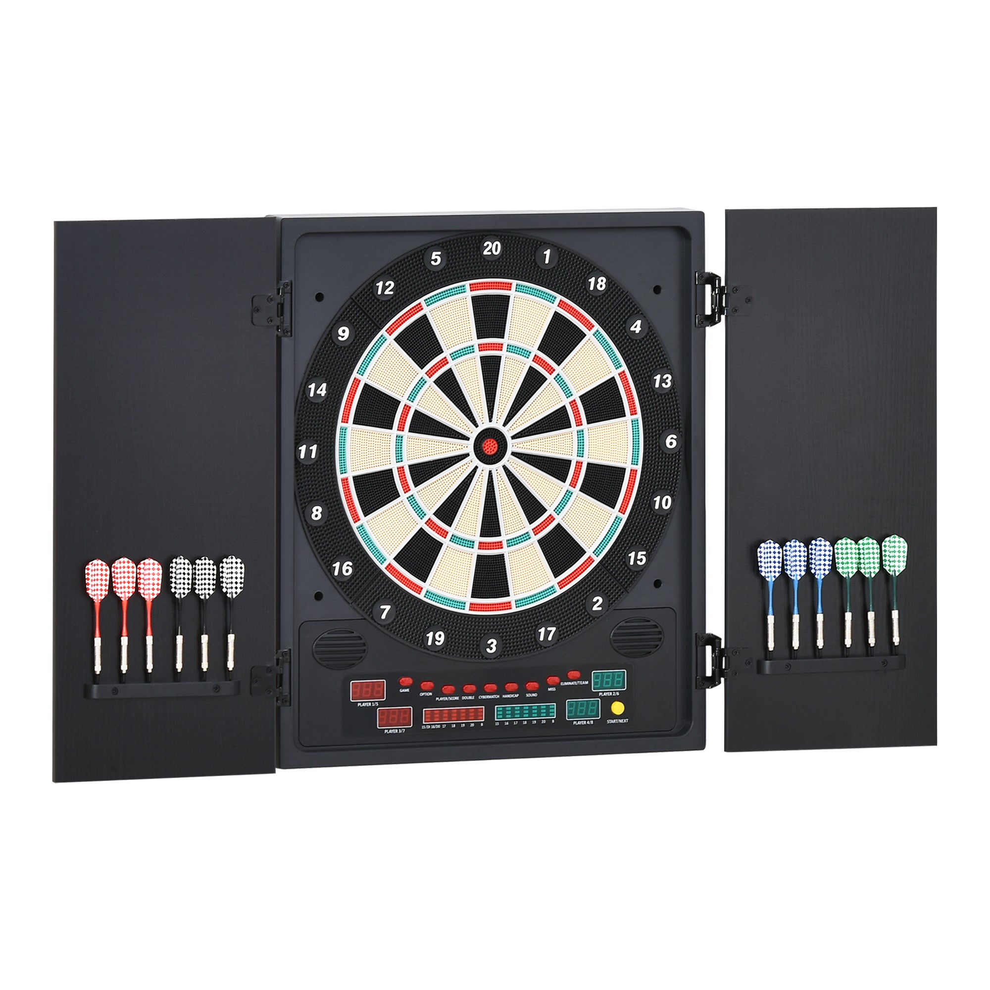 Bersaglio Freccette Elettronico SPORTNOW Con 31 Giochi E 285 Programmi, LCD, 8 Giocatori, Ante Antifurto, 6 Freccette Incluse