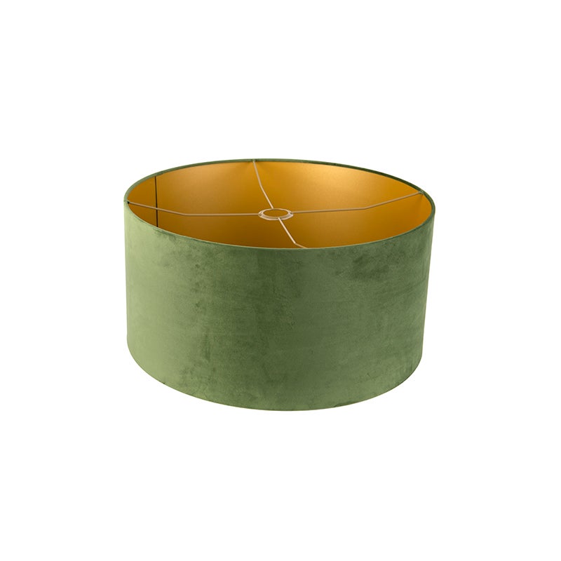 QAZQA Cilinder Velours - Abatjour Classique/Antique - Bleu