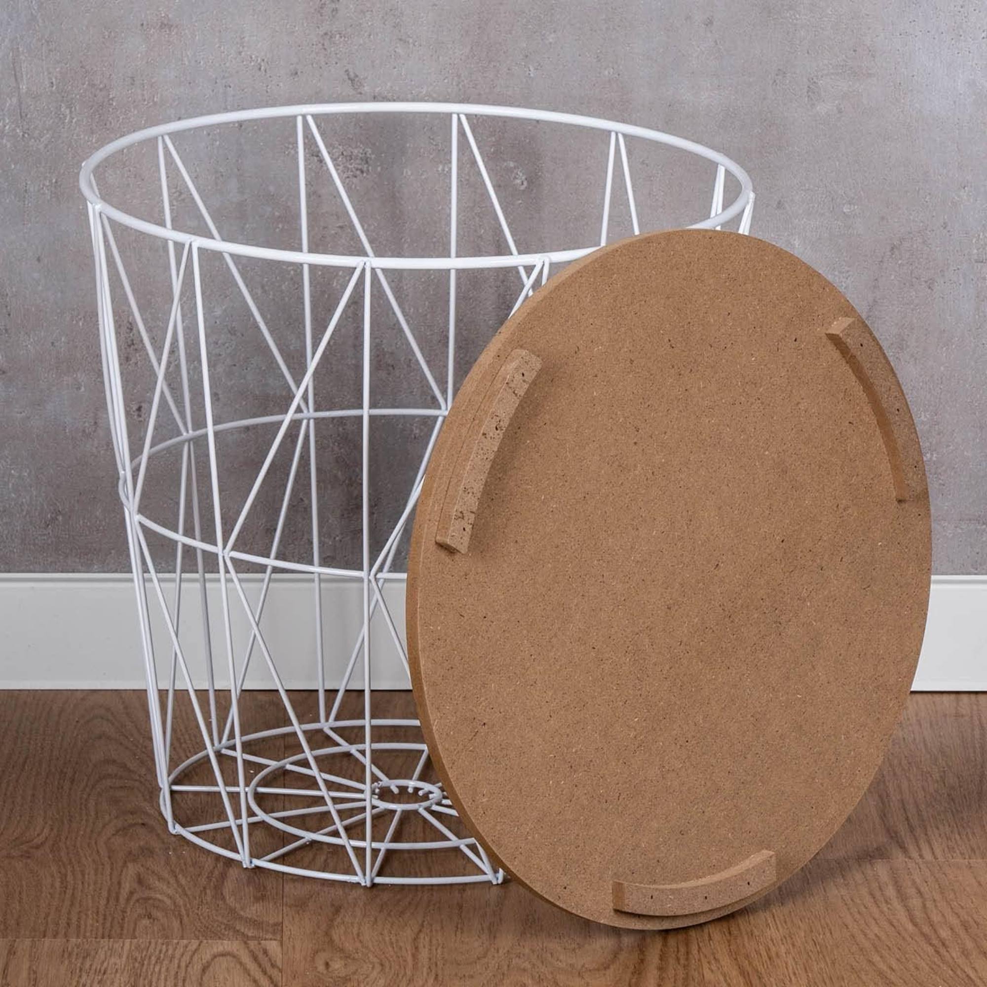 WELLHOME Tavolino KUMI in metallo bianco Ø40x41 cm - 4