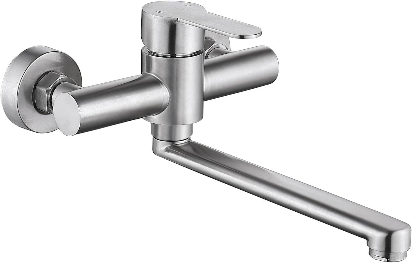 Bateria kuchenna ścienna, mieszacz do zlewu obrotowy o 360°, armatura kuchenna ze stali nierdzewnej 304, szczotkowana