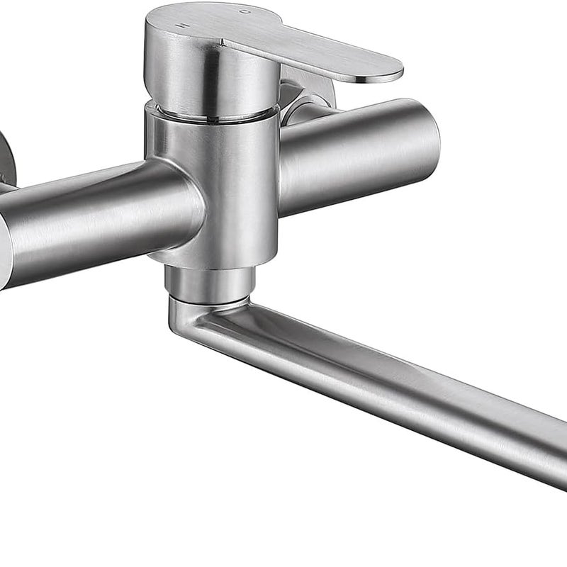 Bateria kuchenna ścienna, mieszacz do zlewu obrotowy o 360°, armatura kuchenna ze stali nierdzewnej 304, szczotkowana