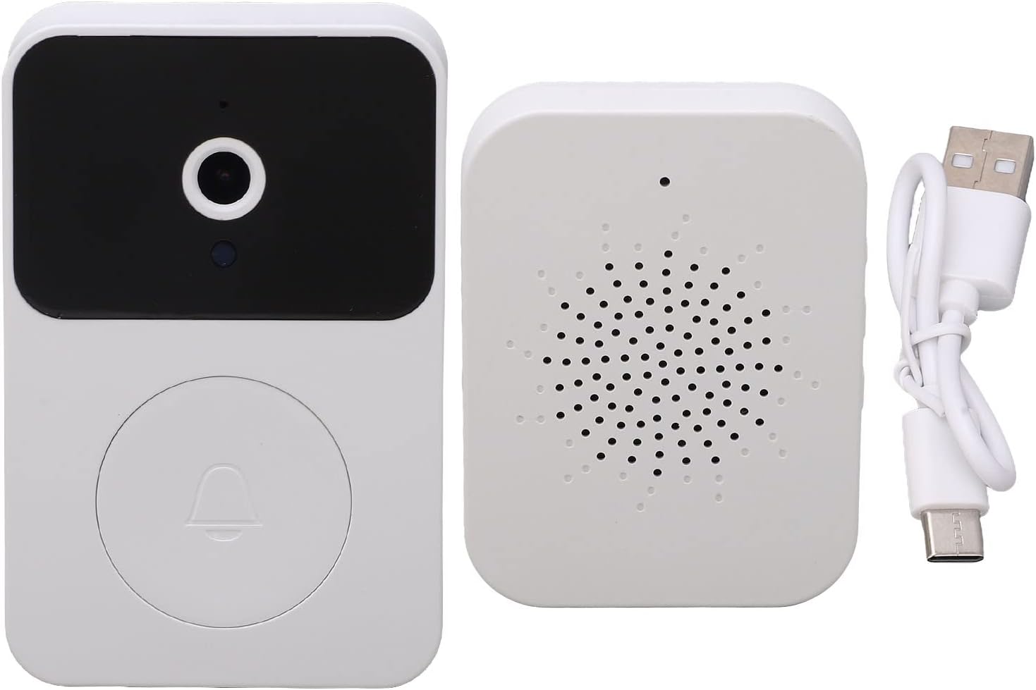 Sonnette vidéo sans fil - Interphone vidéo sans fil - Étanche pour l'extérieur - Wi-Fi 2,4 GHz - Batterie haute capacité - 8