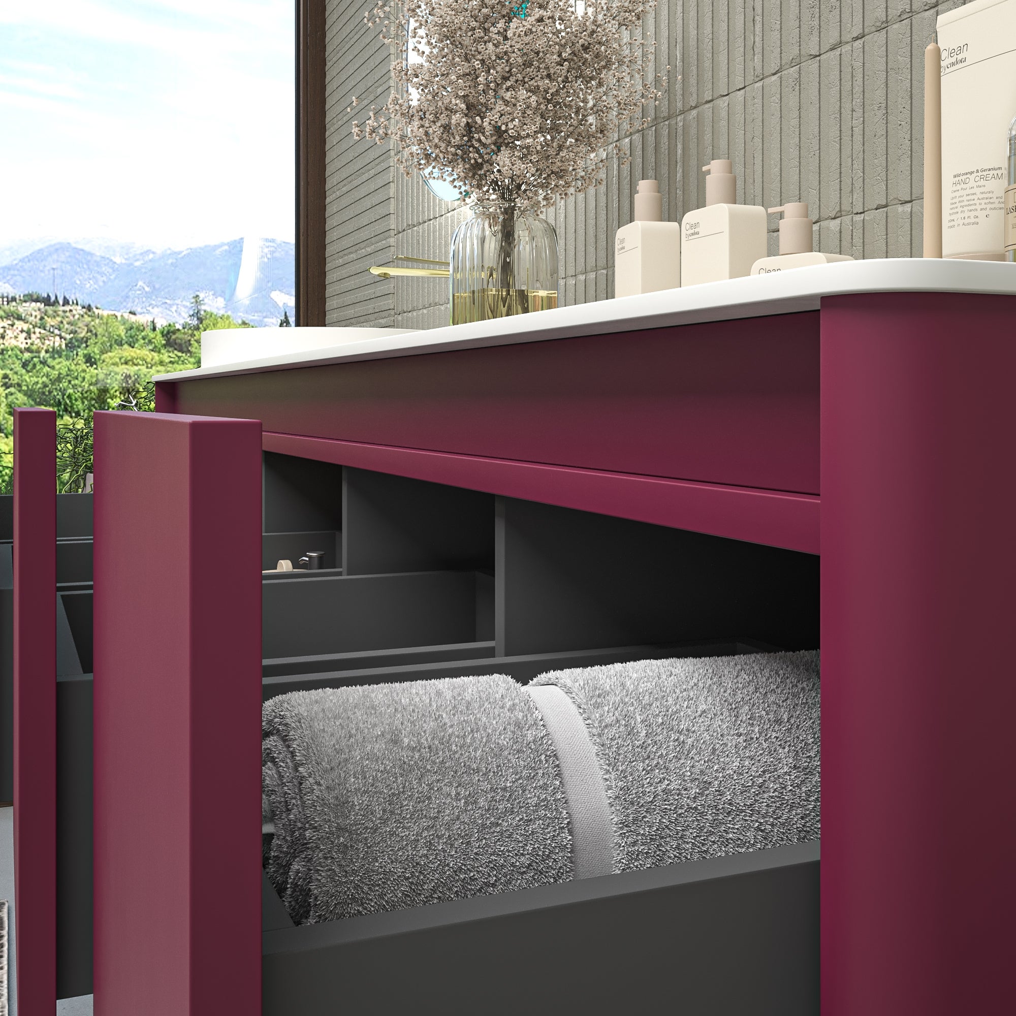 Mobile da bagno sospeso VAROBATH FUSE — 4 cassetti con lavabo incluso - Colore RAL personalizzabile Design moderno Premium﻿ - 4