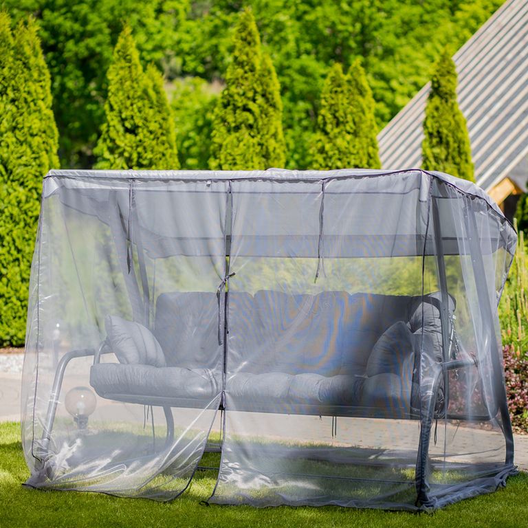 Huśtawka ogrodowa z moskitierą Celebes Plus szara kratka PATIO - 9