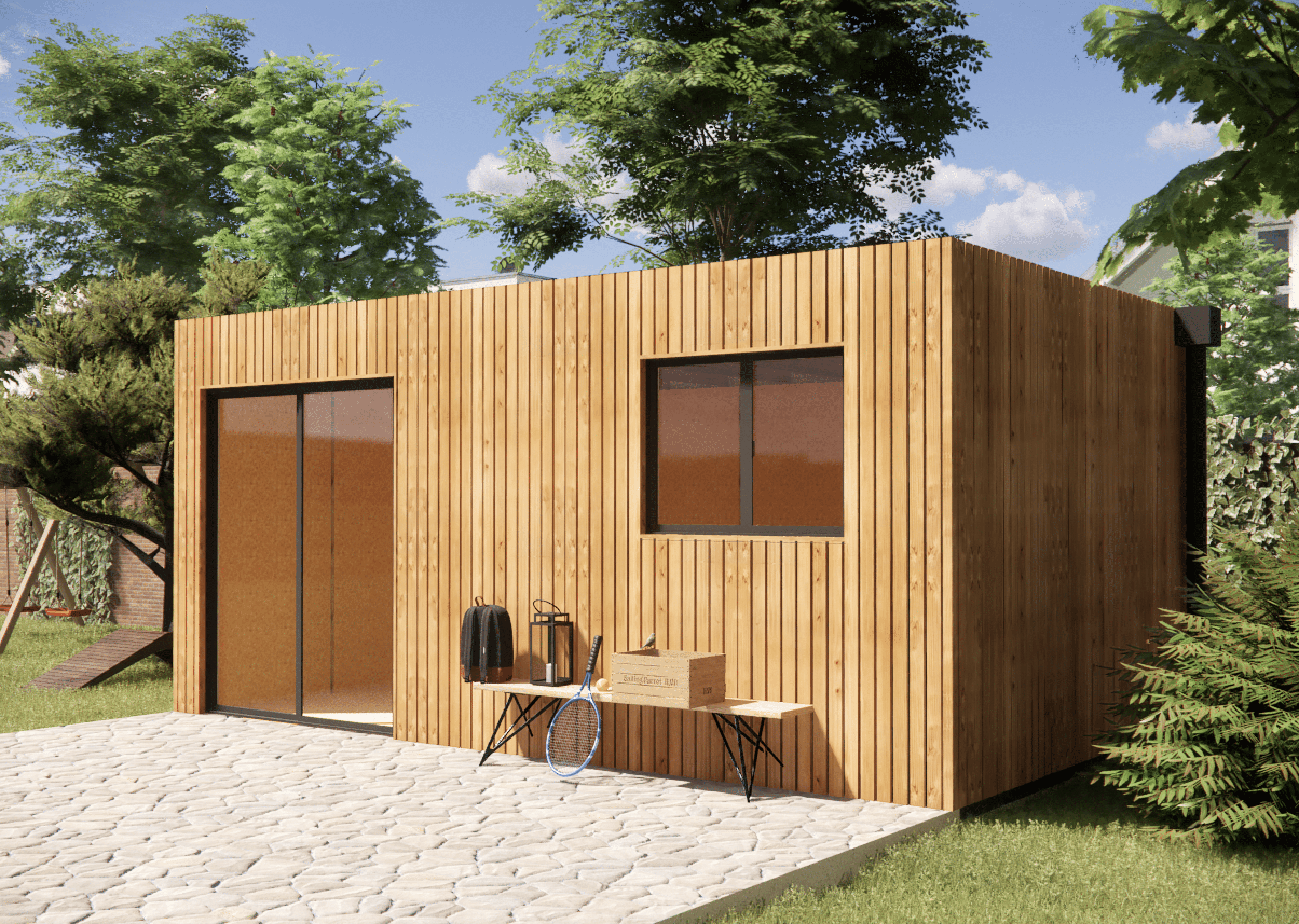 Studio de jardin sans permis en bois 5,5 x 3,5 x 2,7 m avec plancher isolé - 6